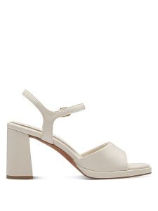 Marco Tozzi Sandały w kolorze białym na obcasie rozmiar: 37. Białe sandały Marco Tozzi, bez wzorów, z otwartym noskiem, bez obcasa, na koturnie, bez zapięcia. Za 86,16 zł.