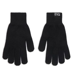 Rękawiczki EA7 Emporio Armani. Czarne rękawiczki EA7 Emporio Armani, bez wzorów, z dzianiny. Za 259,99 zł.