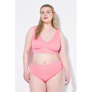 Damskie Figi od bikini wysoki stan efekt brokatu. Czerwone figi Ulla Popken, bez wzorów, z elastanu. Za 123,99 zł.