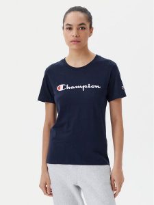 Champion T-Shirt 118090 Granatowy Slim Fit. Niebieskie t-shirty Champion, m, bez wzorów, z bawełny, bez kołnierzyka, bez ramiączek. Za 119,99 zł.