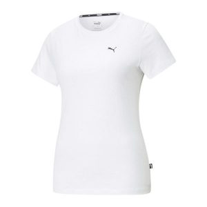 Koszulka treningowa damska Puma ESS Small Logo Tee. Białe koszulki sportowe Puma, bez wzorów, bez ramiączek. Za 186,00 zł.