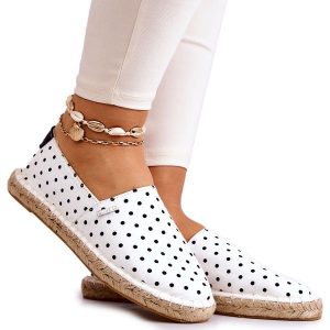 Damskie Espadryle W Groszki Big Star JJ274870 Białe. Białe espadryle bez wzorów, z gumy, bez obcasa. Za 182,49 zł.