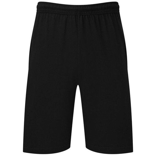 Spodenki Jersey Dla Dorosłych Unisex. Czarne szorty FRUIT OF THE LOOM, bez wzorów, z jersey, sportowe. Za 51,99 zł.