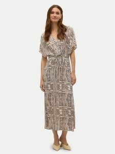 Vero Moda Sukienka letnia Menny 10303701 Beżowy Loose Fit. Brązowe kombinezony Vero Moda, na lato, xs, bez wzorów, z wiskozy, bez kołnierzyka, bez ramiączek. Za 159,99 zł.