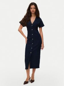 Vero Moda Sukienka jeansowa Sanni 10345708 Granatowy Slim Fit. Niebieskie kombinezony Vero Moda, s, bez wzorów, z bawełny, bez kołnierzyka, bez ramiączek. Za 229,99 zł.