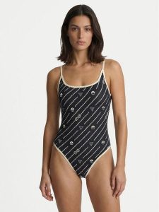 Guess Strój kąpielowy W6GZ07 K3280 Granatowy. Niebieskie stroje jednoczęściowe Guess, z aplikacjami, z syntetyku. Za 369,99 zł.