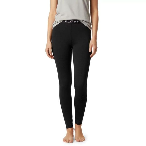 Damskie legginsy termoaktywne ze 100% wełny merynosów - Bjork 210. Czarne legginsy FJORK MERINO, bez wzorów, z materiału, z podwyższonym stanem, długie. Za 289,00 zł.