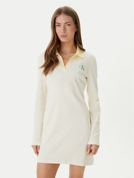 Calvin Klein Jeans Sukienka codzienna Monologo LV047F839G Żółty Regular Fit. Żółte kombinezony Calvin Klein Jeans, xl, bez wzorów, z bawełny, bez kołnierzyka, bez ramiączek. Za 369,99 zł.