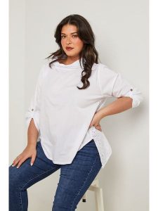 Curvy Lady Bluzka w kolorze białym rozmiar: 44/46. Białe bluzki Curvy Lady, bez wzorów, klasyczne, bez kołnierzyka, bez ramiączek. Za 105,38 zł.
