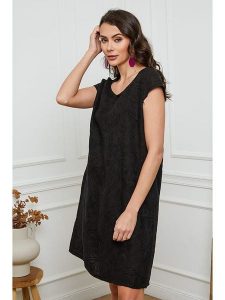 Fleur de Lin Lniana sukienka w kolorze czarnym rozmiar: S. Czarne sukienki Fleur de Lin, na co dzień, s, bez wzorów, ze lnu, bez kołnierzyka, bez ramiączek, mini, proste. Za 136,45 zł.