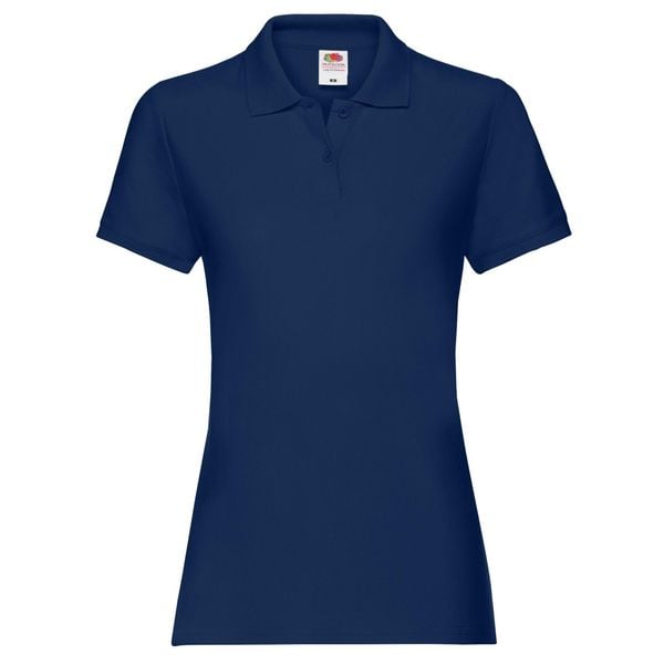 Damska Koszulka Polo Premium. Niebieskie koszulki sportowe FRUIT OF THE LOOM, bez wzorów, bez ramiączek. Za 71,99 zł.