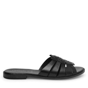 Klapki Lasocki. Czarne klapki Lasocki, bez wzorów, bez obcasa. Za 97,99 zł.