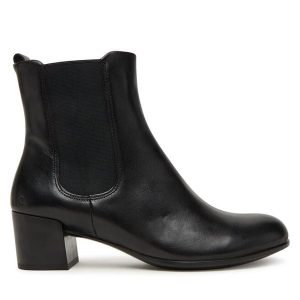 Botki ECCO. Czarne botki ecco, bez wzorów, bez obcasa, na słupku, bez zapięcia. Za 569,99 zł.