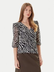 Morgan Bluzka 252-TRUDDY Czarny Regular Fit. Czarne bluzki Morgan, s, bez wzorów, z syntetyku, bez kołnierzyka, bez ramiączek. Za 179,99 zł.