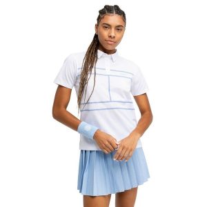 Damska tenisowa koszulka polo pique sport.tennis Siroko Court White. Białe bluzki SIROKO, bez wzorów, klasyczne, bez kołnierzyka, bez ramiączek. Za 211,00 zł.