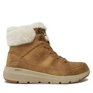 Botki Skechers. Brązowe botki Skechers, bez wzorów, bez obcasa, na płaskiej podeszwie, bez zapięcia. Za 339,99 zł.