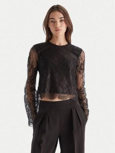 Bardot Bluzka Antonelle 60127TB Czarny Regular Fit. Czarne bluzki Bardot, bez wzorów, z syntetyku, bez kołnierzyka, bez ramiączek. Za 269,99 zł.