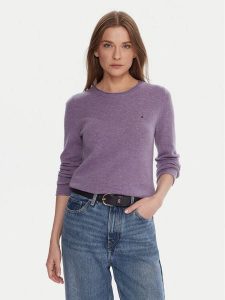 Tommy Hilfiger Sweter WW0WW40264 Fioletowy Regular Fit. Fioletowe swetry klasyczne TOMMY HILFIGER, xxl, z wełny, bez kołnierzyka. Za 519,99 zł.