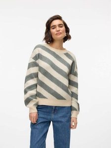 Vero Moda Sweter w kolorze turkusowo-beżowym rozmiar: S. Brązowe swetry oversize Vero Moda, s, bez wzorów, ze splotem, bez ramiączek. Za 70,41 zł.