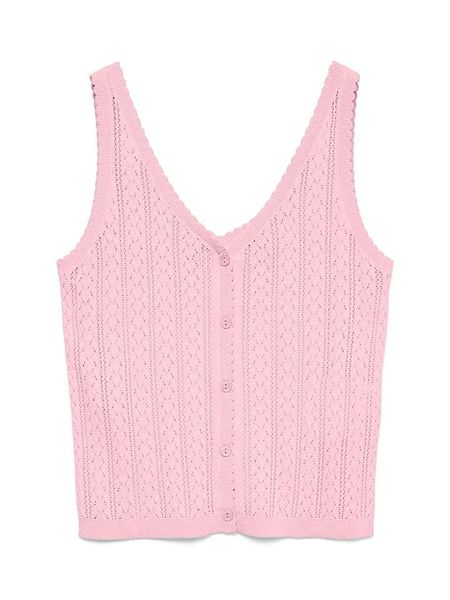 Vero Moda Top dzianinowy w kolorze jasnoróżowym rozmiar: XL. Różowe topy Vero Moda, xl, bez wzorów, z dzianiny, bez kołnierzyka, bez ramiączek. Za 66,31 zł.