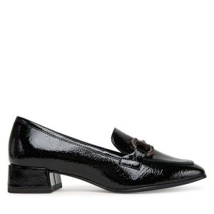 Półbuty Tamaris. Czarne półbuty Tamaris, bez wzorów, bez obcasa, na płaskiej podeszwie, bez zapięcia. Za 219,99 zł.