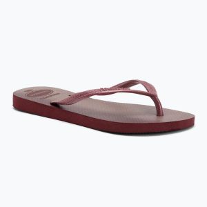 Japonki damskie Havaianas Slim Gloss. Czerwone klapki Havaianas, bez wzorów, bez obcasa. Za 109,99 zł.