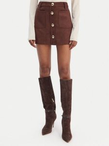 Bardot Spódnica z imitacji skóry Lorenzo 59673SB1 Brązowy Regular Fit. Brązowe spódnice Bardot, bez wzorów, ze skóry. Za 449,99 zł.