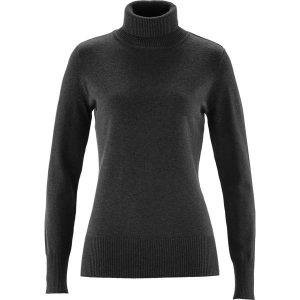 Sweter z golfem z dzianiny o gładkim splocie. Czarne golfy bonprix, bez wzorów, z dzianiny. Za 79,99 zł.