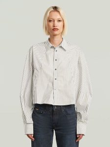 G-Star Koszula - Loose fit - w kolorze biało-oliwkowym rozmiar: XL. Białe koszule G-Star, xl, bez wzorów, z bawełny, bez kołnierzyka, bez ramiączek. Za 294,95 zł.