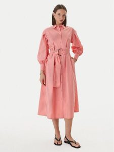 LOLA CASADEMUNT Sukienka koszulowa MS2616039 Koralowy Regular Fit. Pomarańczowe sukienki LOLA CASADEMUNT, m, bez wzorów, z bawełny, bez kołnierzyka, bez ramiączek, koszulowe. Za 605,99 zł.