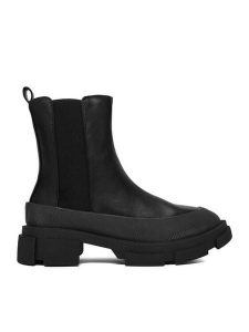 DeeZee Botki 13059-2-BLACK PU Czarny. Czarne botki DeeZee, bez wzorów, z materiału, bez obcasa, na płaskiej podeszwie, bez zapięcia. Za 169,99 zł.