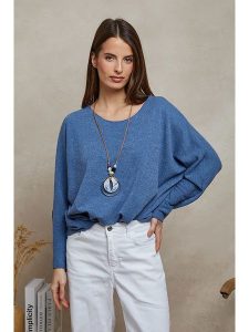 Plume Sweter "Diamond" w kolorze niebieskim rozmiar: S. Niebieskie swetry oversize Plume, s, bez wzorów, bez ramiączek. Za 131,74 zł.