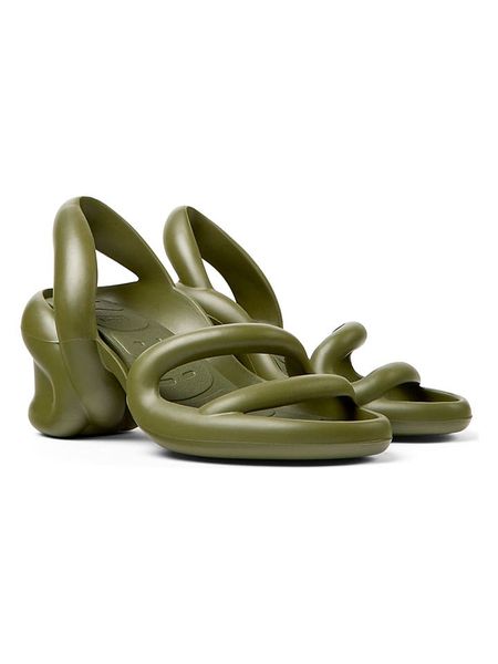 Camper Sandały "Kobarah" w kolorze khaki na obcasie rozmiar: 42. Brązowe sandały Camper, bez wzorów, z otwartym noskiem, bez obcasa, na koturnie, bez zapięcia. Za 239,99 zł.