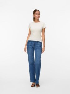 ONLY Koszulka w kolorze kremowym rozmiar: XL. Brązowe bluzki ONLY, xl, bez wzorów, bez kołnierzyka, bez ramiączek. Za 79,03 zł.