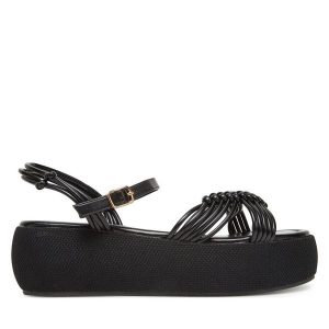 Sandały Roxy. Czarne sandały Roxy, bez wzorów, bez obcasa, na koturnie, bez zapięcia. Za 127,99 zł.