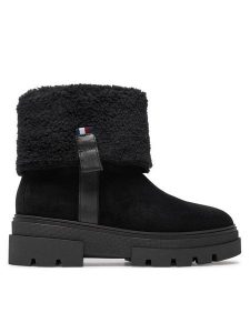 Tommy Hilfiger Botki Faux Fur Suede Roll-Down Boot FW0FW08158 Czarny. Czarne botki TOMMY HILFIGER, bez wzorów, ze skóry, bez obcasa, na płaskiej podeszwie, bez zapięcia. Za 449,99 zł.