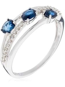 Maison héritage PARIS Złoty pierścionek "Trio de Saphir" z diamentami i szafirem rozmiar: 56. Niebieskie pierścionki Maison héritage PARIS, z diamentem, złote. Za 1 913,99 zł.