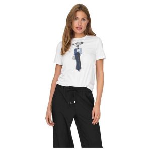 Koszulka crop top Kobieta ONLY Onlemma Life Reg S/S Lady Top Box Jrs. Białe topy ONLY, s, bez wzorów, z bawełny, sportowe, bez kołnierzyka, bez ramiączek. Za 126,65 zł.