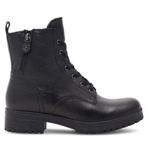 Trzewiki Lasocki. Czarne botki Lasocki, bez wzorów, bez obcasa, na płaskiej podeszwie, bez zapięcia. Za 259,99 zł.