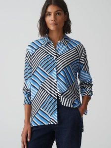 OPUS Koszula w kolorze niebieskim rozmiar: 38. Niebieskie koszule Opus, bez wzorów, z wiskozy, bez kołnierzyka, bez ramiączek. Za 143,99 zł.