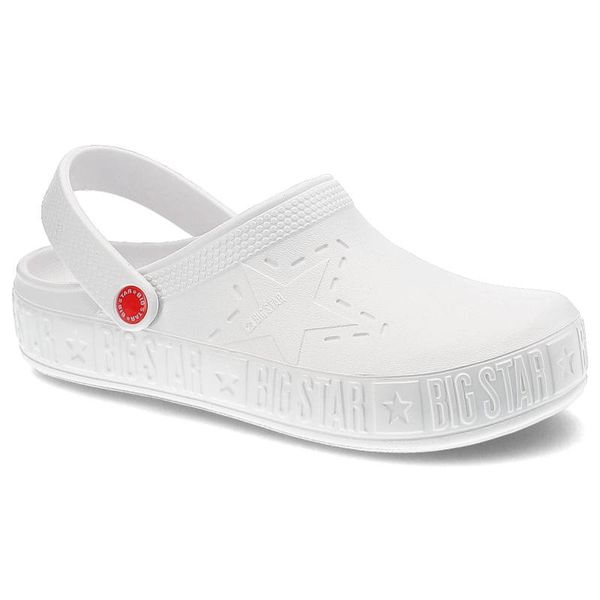 Białe Klapki Big Star Wodoodporne Buty Damskie. Białe klapki Big Star, bez wzorów, bez obcasa. Za 59,00 zł.