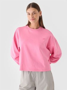 4F Bluza dresowa nierozpinana bez kaptura damska - różowa XL. Czerwone bluzy 4f, xl, bez wzorów, z bawełny, bez kaptura. W wyprzedaży za 59,99 zł.