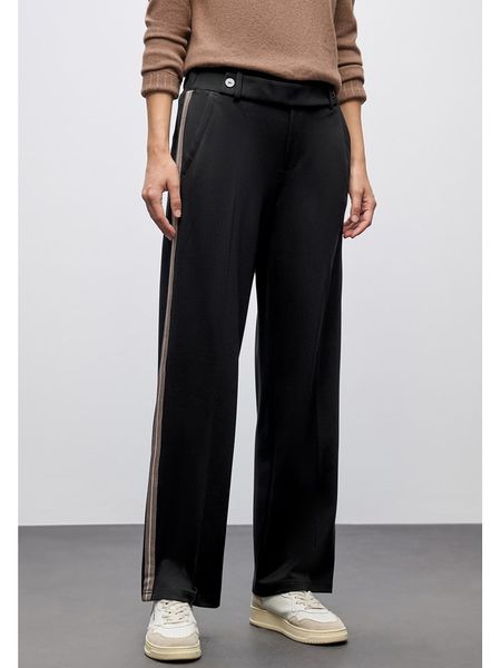 Cecil Spodnie w kolorze czarnym rozmiar: W44/L30. Czarne spodnie z wysokim stanem Cecil, bez wzorów, z materiału, z podwyższonym stanem. Za 188,85 zł.