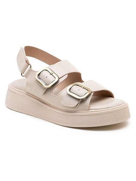 Foreverfolie Sandały w kolorze kremowym rozmiar: 40. Brązowe sandały Foreverfolie, bez wzorów, z otwartym noskiem, bez obcasa, na platformie, bez zapięcia. Za 96,83 zł.