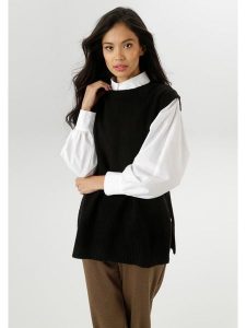 Aniston Bezrękawnik w kolorze czarnym rozmiar: 40. Czarne swetry oversize Aniston, bez wzorów, bez ramiączek. Za 56,99 zł.