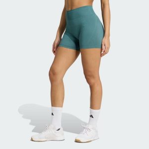 Legginsy z dzianiny o długości 4 cali Workout Essentials. Niebieskie legginsy ADIDAS, bez wzorów, z dzianiny. Za 133,00 zł.