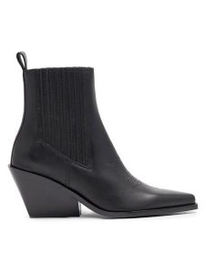 Badura Botki COIMBRA-110432 Czarny. Czarne botki Badura, bez wzorów, ze skóry, bez obcasa, na słupku, bez zapięcia. Za 399,99 zł.