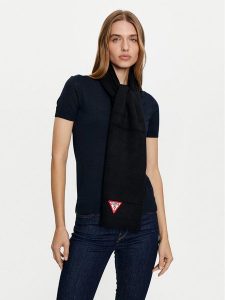 Guess Szalik AW5235 VIS03 Czarny. Czarne rękawiczki Guess, z aplikacjami, z materiału. Za 269,99 zł.