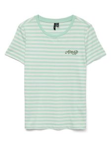 Vero Moda Koszulka w kolorze zielonym rozmiar: L. Zielone bluzki Vero Moda, l, bez wzorów, z bawełny, bez kołnierzyka, bez ramiączek. Za 61,60 zł.
