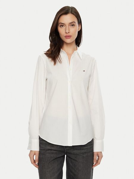 Tommy Hilfiger Koszula WW0WW43577 Biały Regular Fit. Białe koszule TOMMY HILFIGER, bez wzorów, z bawełny, bez kołnierzyka, bez ramiączek. Za 239,99 zł.